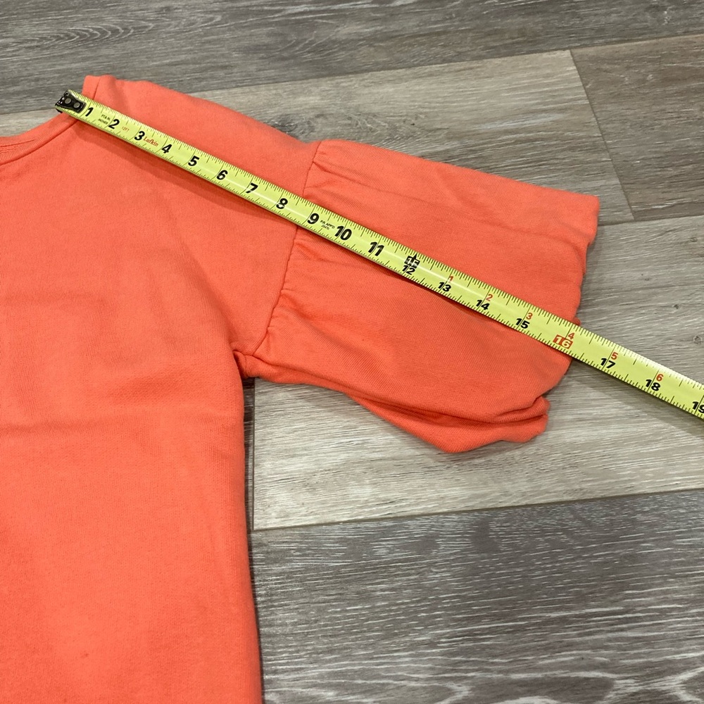 H&M Peach Orange Short Sleeve Top Small Puff Sleeves Cotton - Picture 7 of 11